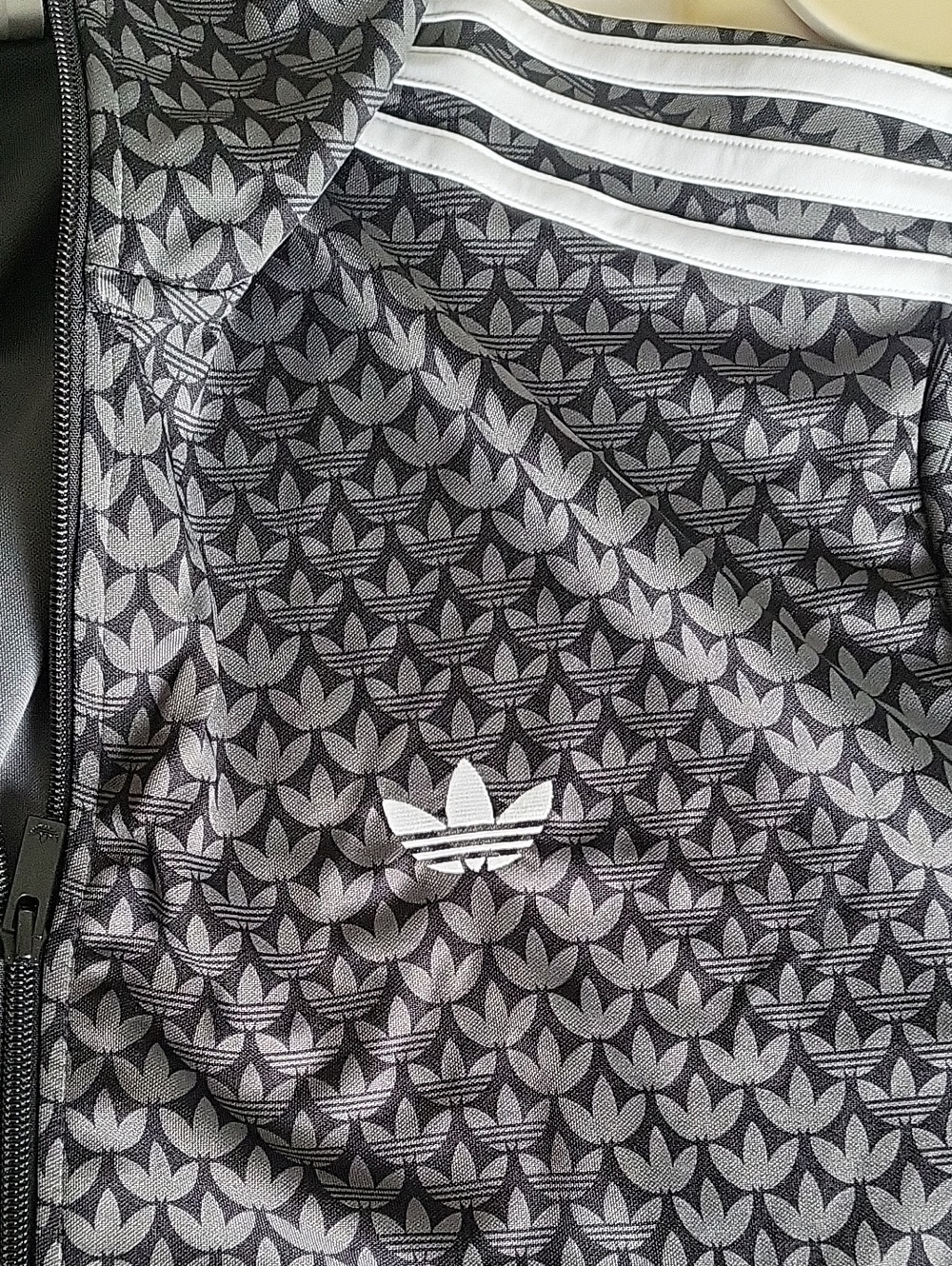 Adidas Originals Firebird Track Jacket Mens Size L XL 2XL Black Allover Logo - Picture 2 of 4